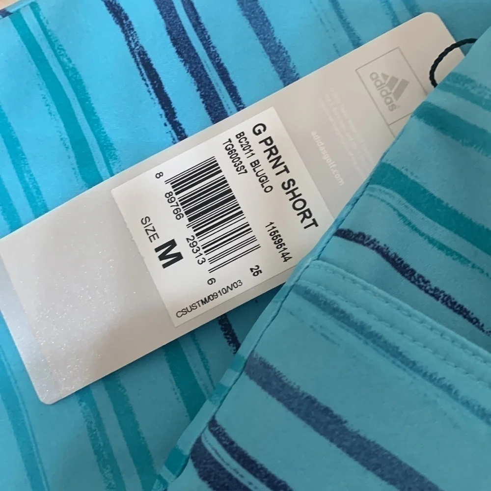 NWT Adidas Girls Junior Golf Short small and medium Turquoise with Blue Stripes